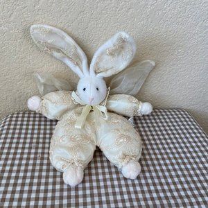 Bean Bag Wire Ears Angel Rabbit Easter Bunny Plush Lace Ribbon 12'' Soft Toy
